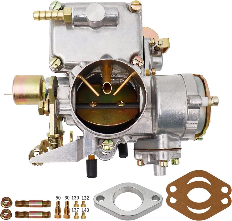 THUNDERMINGO 37 Pict-3 Carburetor For VW Beetles Super Beetles 1971-1979 Dual Port 1600cc Air Cooled Type 12V Engine Electric Choke Volkswagen Bug Bus Thing Karmann Ghia Sedan Kombi, SOLEX 37MM 113129031K - Image 1